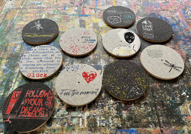 Wanduhren,Filz,Smukbird,Siebdruck