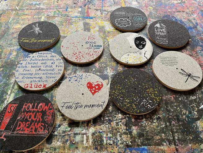 Wanduhren,Filz,Smukbird,Siebdruck